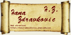Hana Zdravković vizit kartica